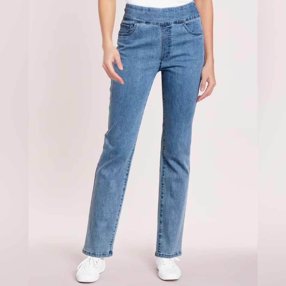 DenimEase‎ Flat-Waist Pull-On Jeans
